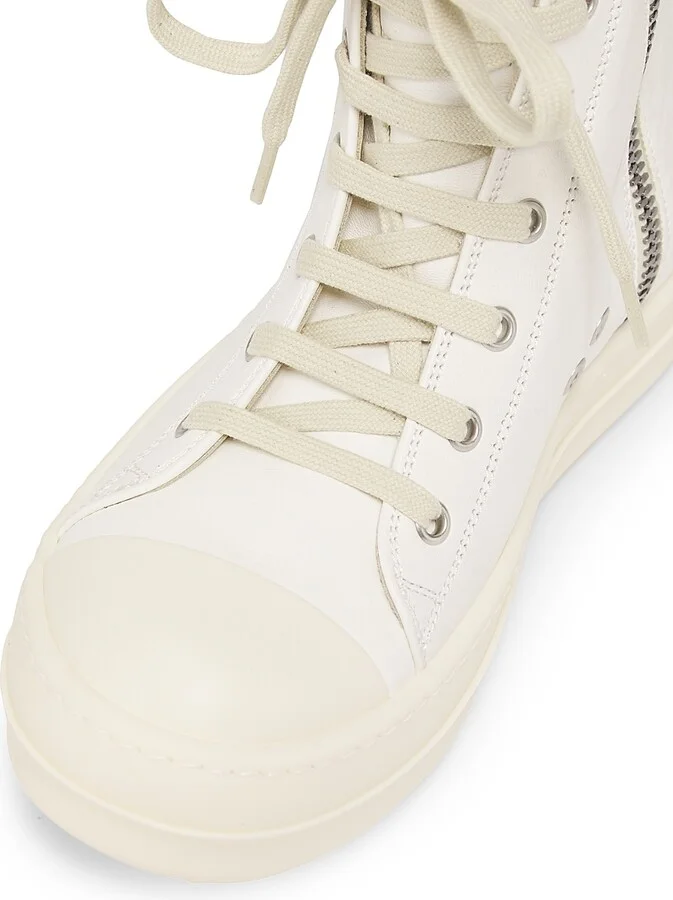 Women's Leather High-Top Sneakers - Milk - Size 11 - Image 4