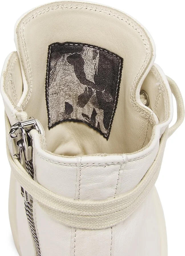 Women's Leather High-Top Sneakers - Milk - Size 11 - Image 5