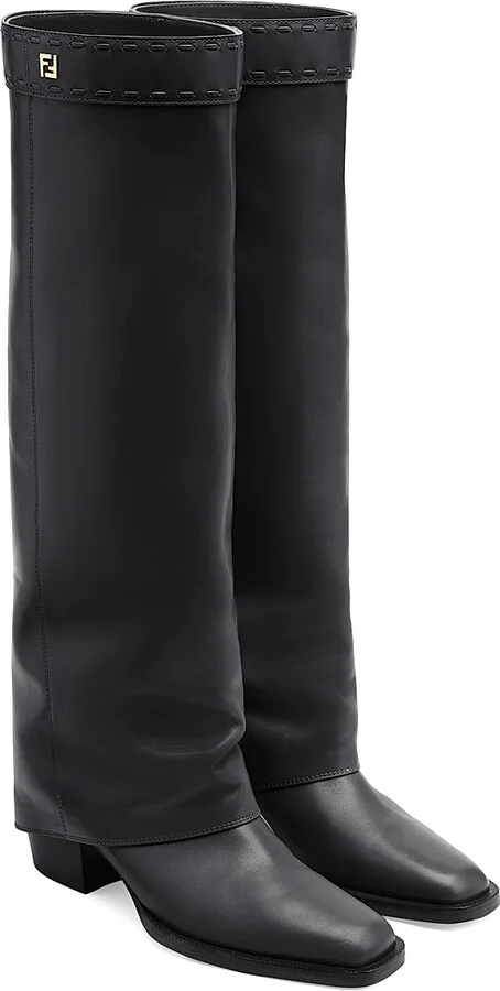 Women's Leather Knee-High Boots - Nero - Size 5 - Image 3