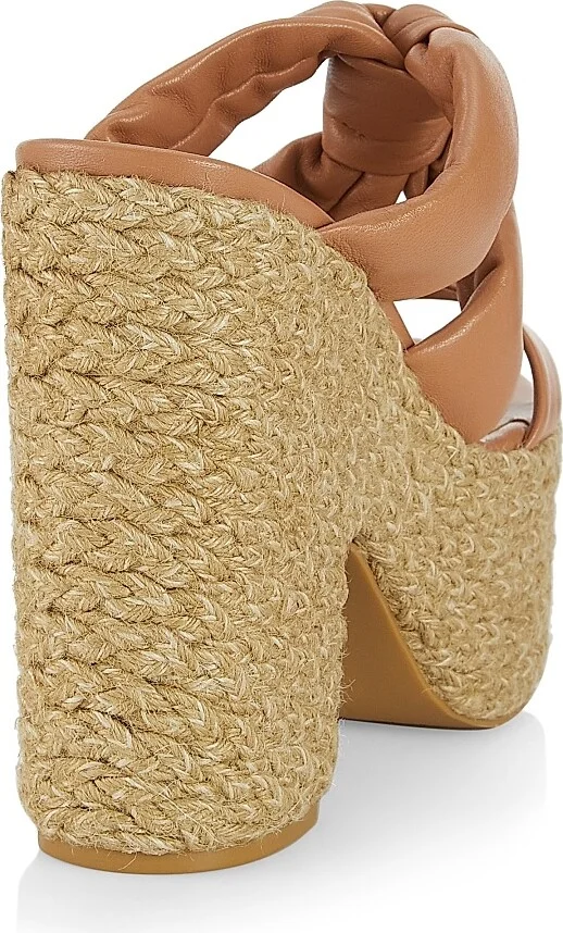 Women's Leather Knotted Espadrille Sandals - Tan - Size 10.5 - Image 3