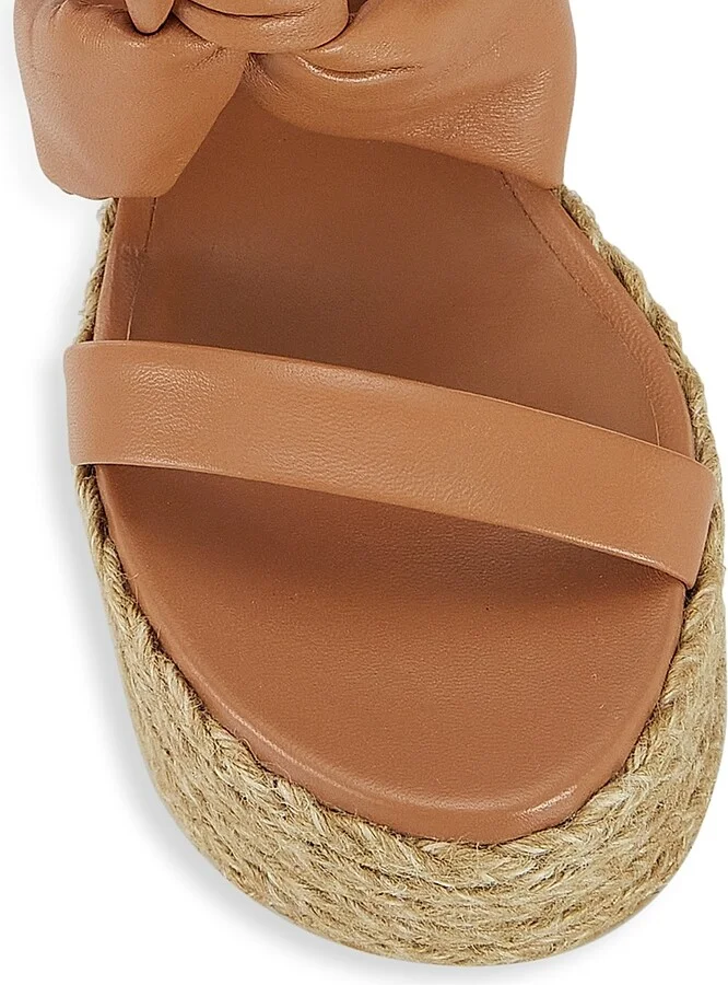 Women's Leather Knotted Espadrille Sandals - Tan - Size 10.5 - Image 4