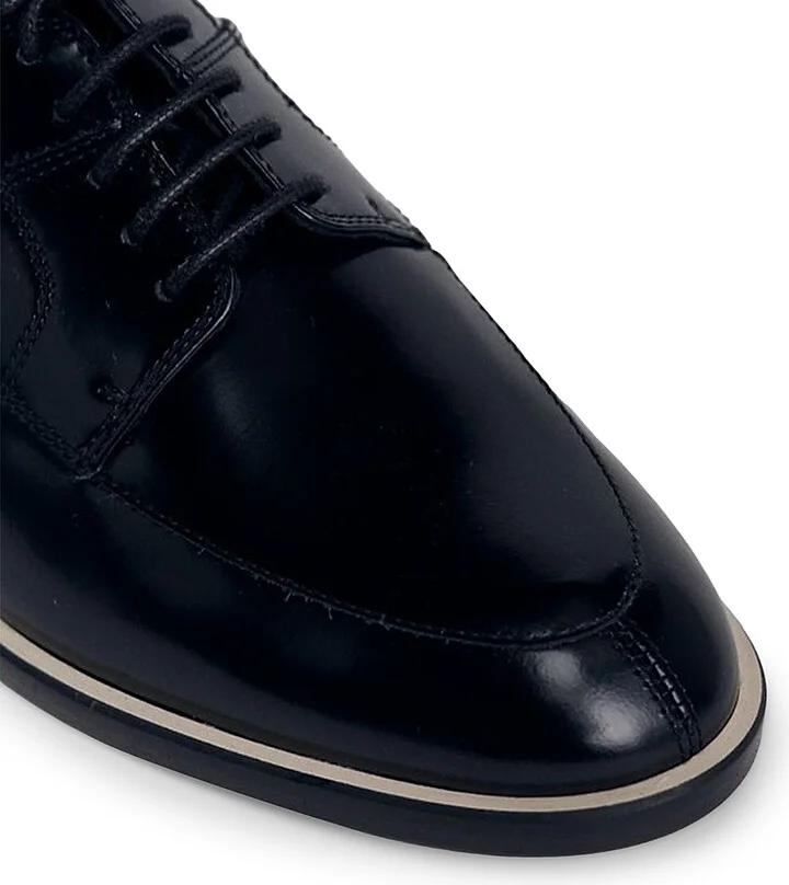 Women's Leather Lace-Up Loafers - Black - Size 6 - Image 3