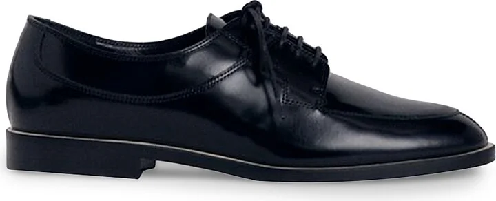 Women's Leather Lace-Up Loafers - Black - Size 6