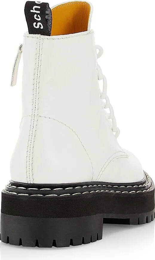 Women's Leather Lace-Up Lug-Sole Boots - Natural - Size 8 - Image 3