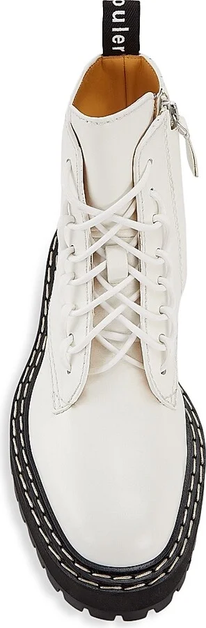 Women's Leather Lace-Up Lug-Sole Boots - Natural - Size 8 - Image 5