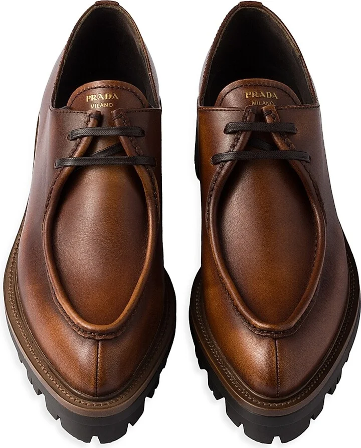 Women's Leather Lace-Up Shoes - Brown - Size 4.5 - Image 2
