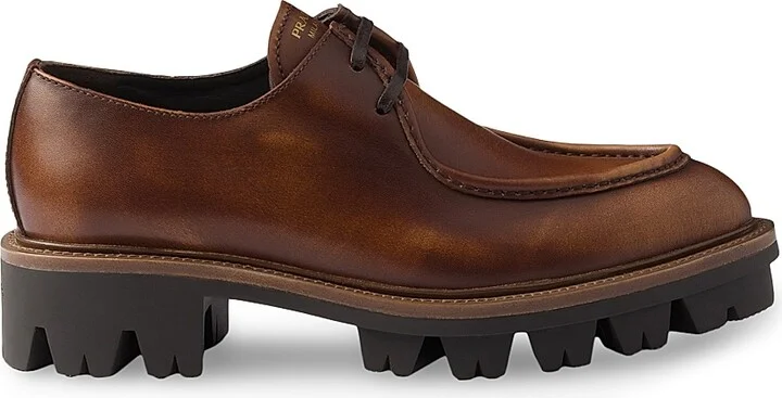 Women's Leather Lace-Up Shoes - Brown - Size 4.5
