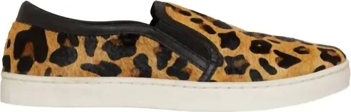 Women's Leather Leopard Hair On Hide Slip On Sneakers In Brown