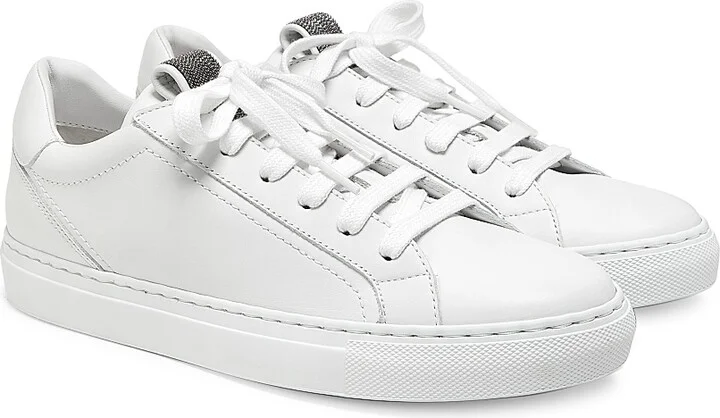 Women's Leather Low-Top Sneakers - White - Size 6.5 - Image 2