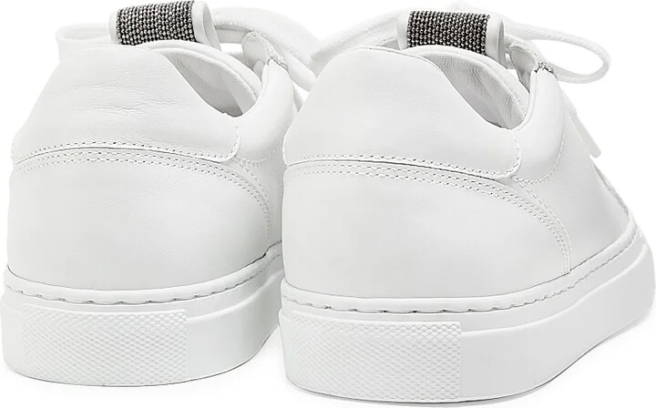 Women's Leather Low-Top Sneakers - White - Size 6.5 - Image 3