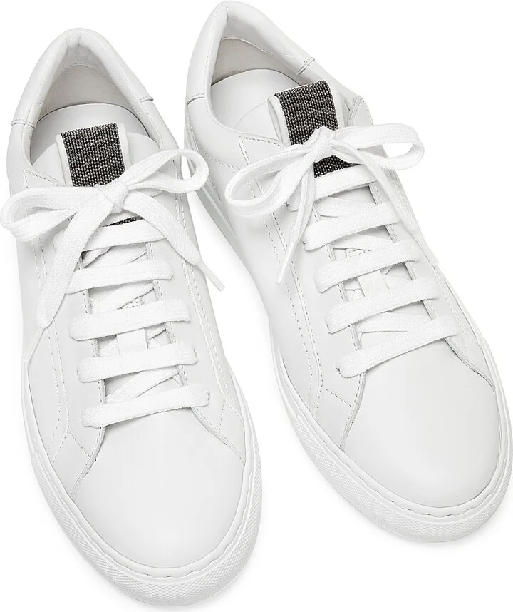 Women's Leather Low-Top Sneakers - White - Size 6.5 - Image 4