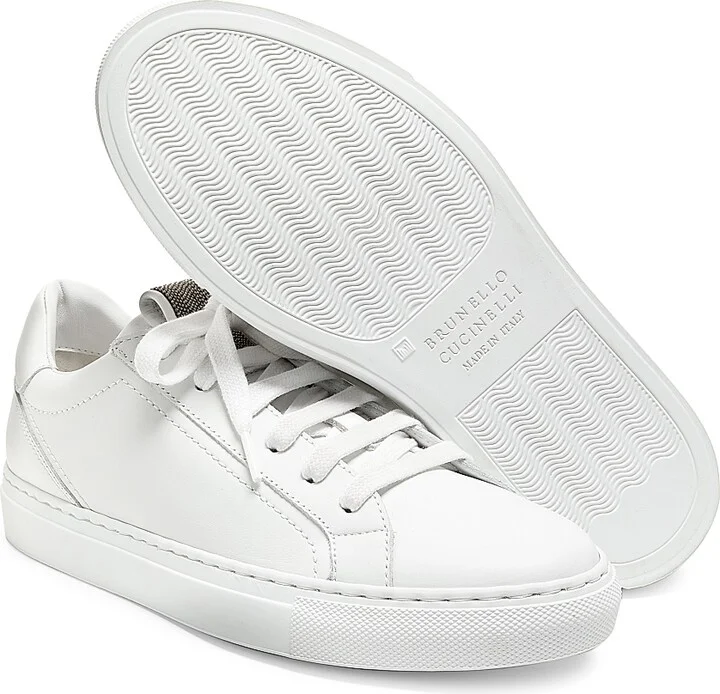 Women's Leather Low-Top Sneakers - White - Size 6.5 - Image 5
