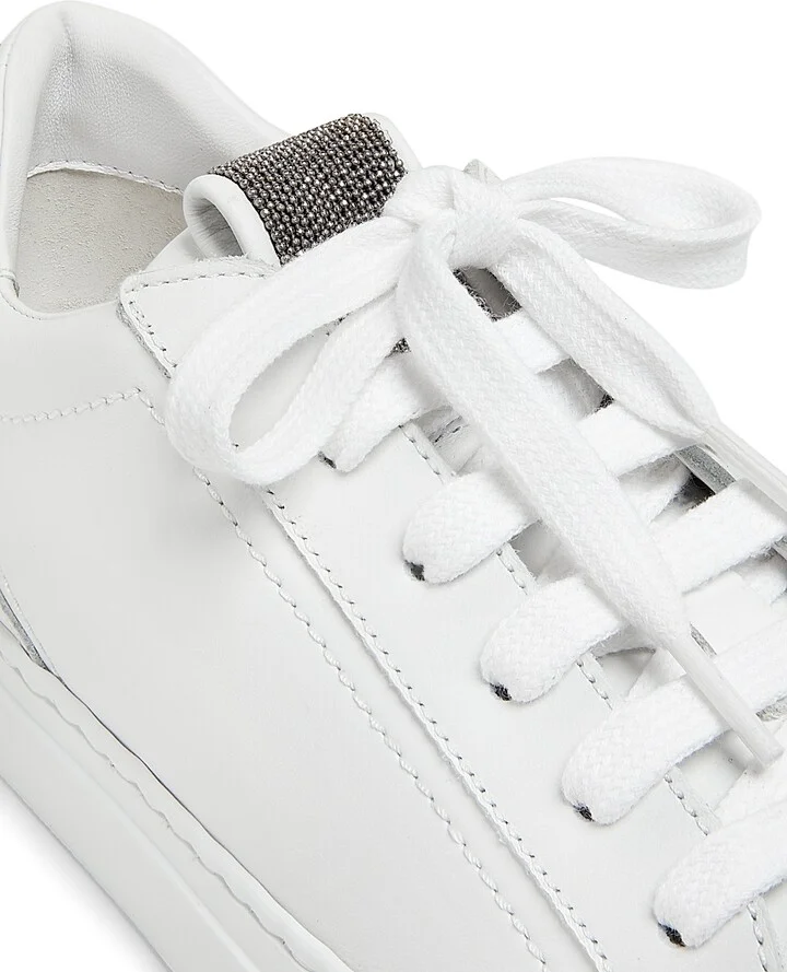 Women's Leather Low-Top Sneakers - White - Size 6.5 - Image 6