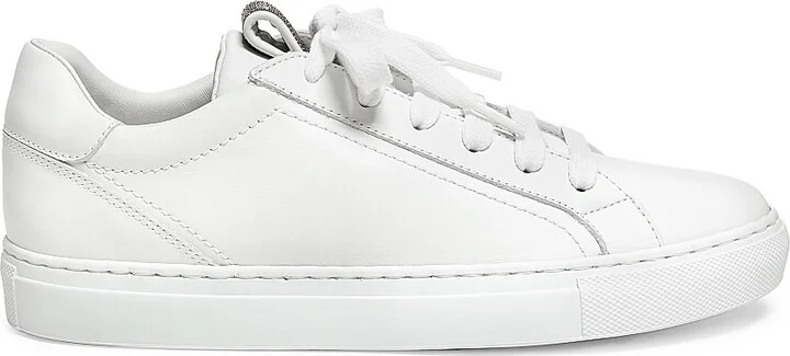 Women's Leather Low-Top Sneakers - White - Size 6.5