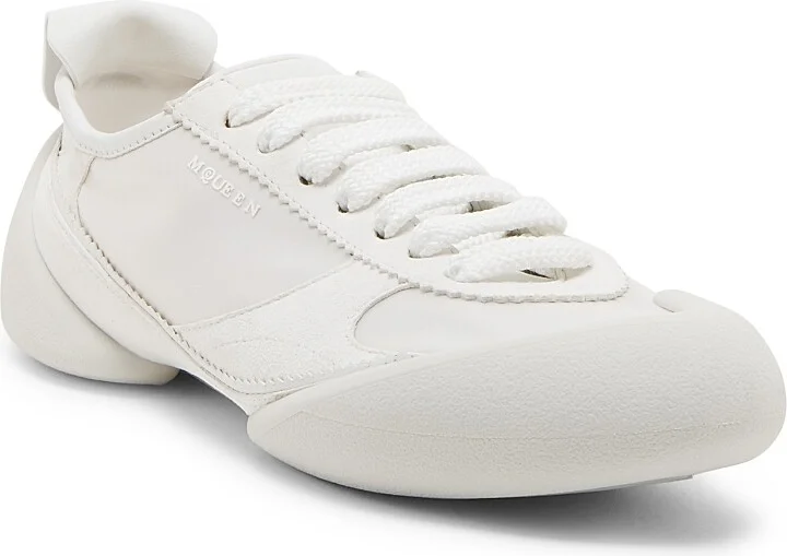 Women's Leather Low-Top Split Sole Sneakers - Ice White - Size 6 - Image 2