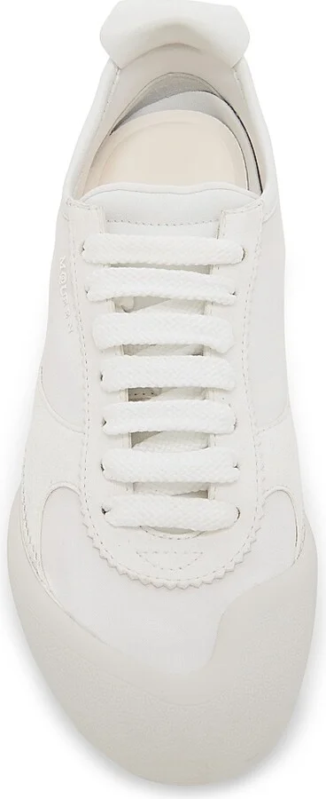 Women's Leather Low-Top Split Sole Sneakers - Ice White - Size 6 - Image 4