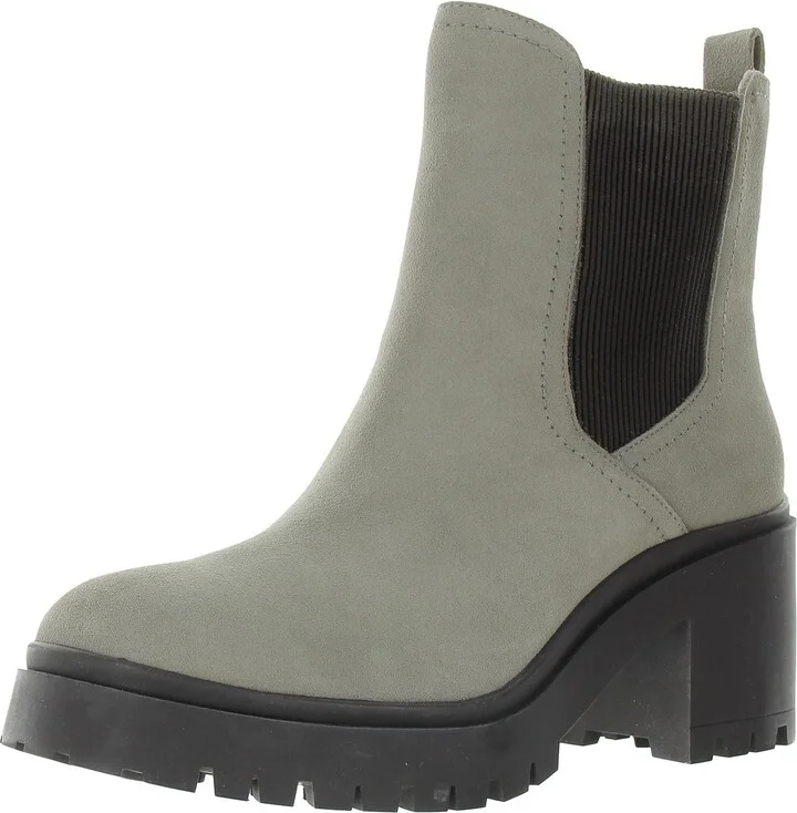 Womens Leather Lugged Sole Ankle Boots