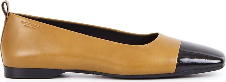Women's Leather Mary Jane Flats In Amber Green