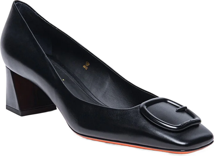 Women's leather mid-heel pump - Image 2