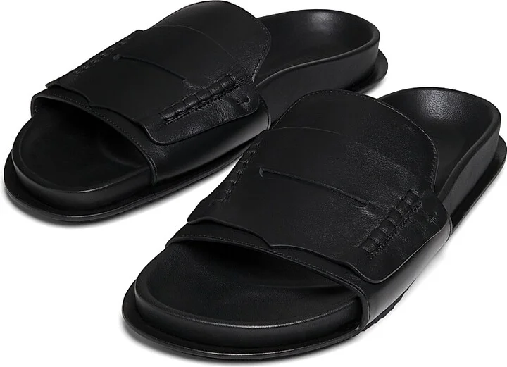 Women's Leather Moccasin Sandals - Black - Size 5 - Image 2