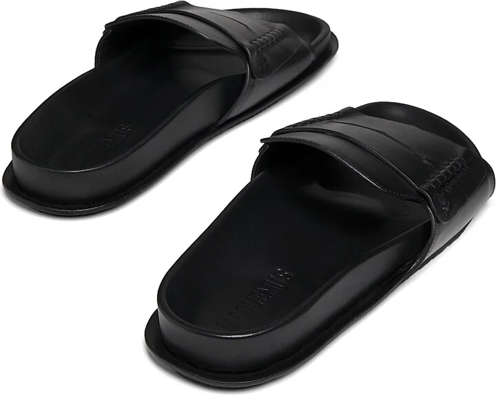 Women's Leather Moccasin Sandals - Black - Size 5 - Image 3