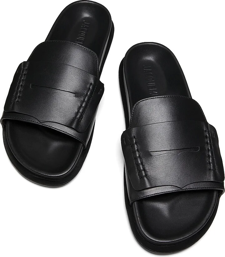Women's Leather Moccasin Sandals - Black - Size 5 - Image 4