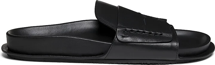 Women's Leather Moccasin Sandals - Black - Size 5