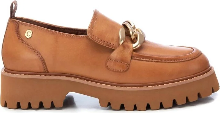 Women's Leather Moccasins In Camel