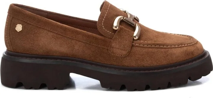 Women's Leather Moccasins In Camel