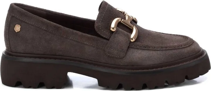Women's Leather Moccasins In Grey
