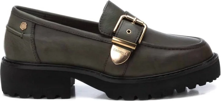 Women's Leather Moccasins In Kakhi