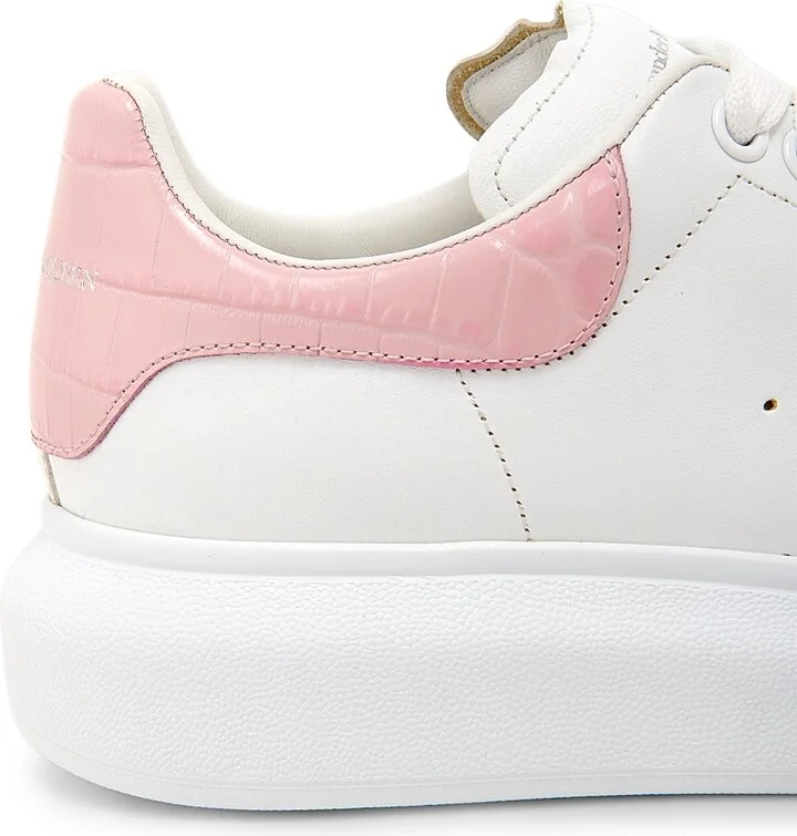 Women's Leather Oversized Low-Top Sneakers - White Pink - Size 6 - Image 3