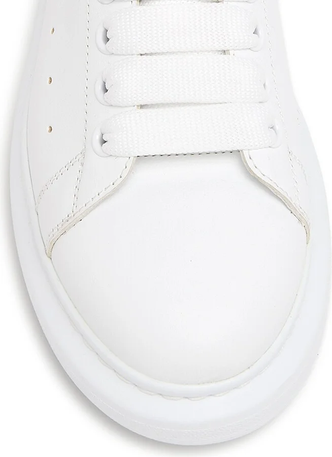 Women's Leather Oversized Low-Top Sneakers - White Pink - Size 6 - Image 4
