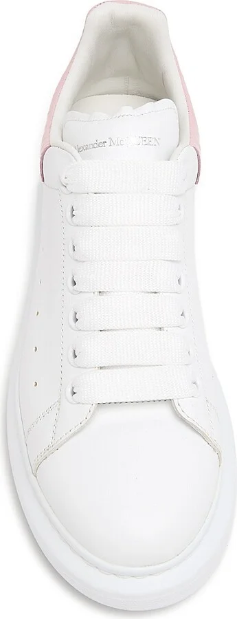 Women's Leather Oversized Low-Top Sneakers - White Pink - Size 6 - Image 5