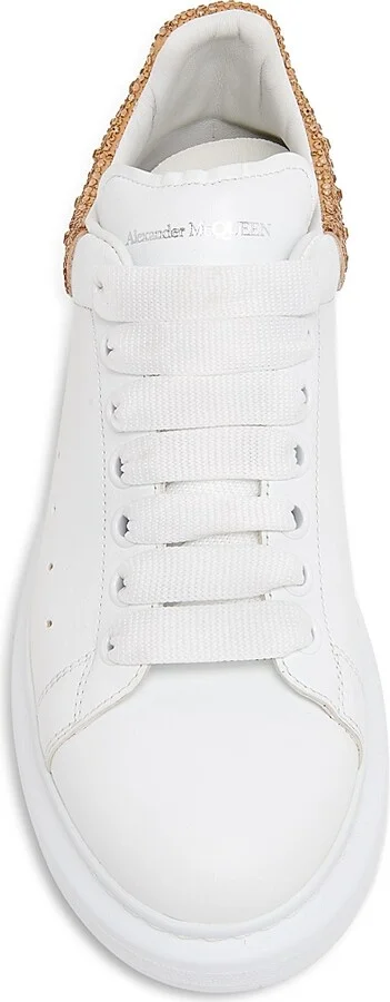 Women's Leather Oversized Low-Top Sneakers - White Pink - Size 6 - Image 8