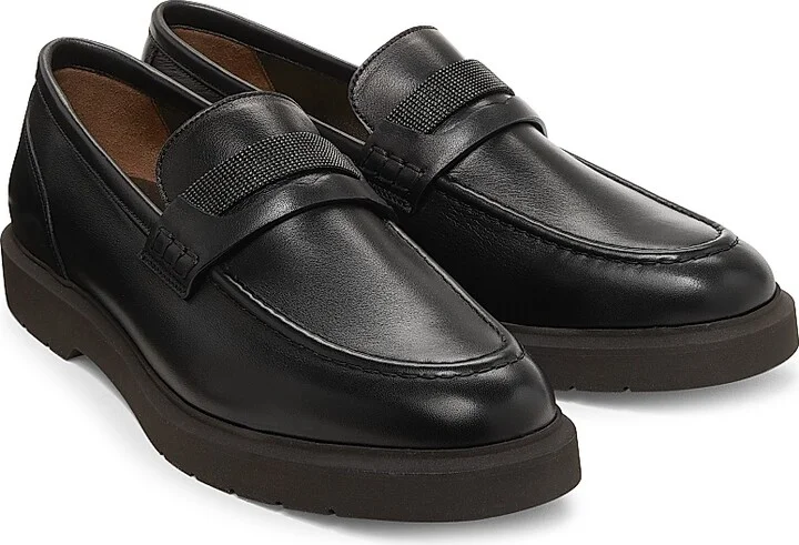 Women's Leather Penny Loafers - Nero - Size 6 - Image 2
