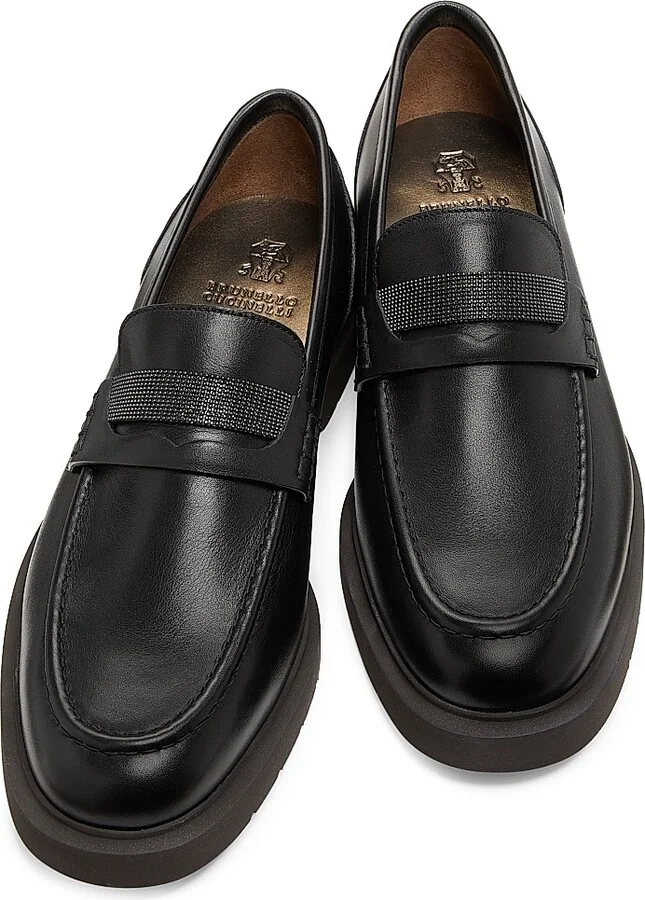 Women's Leather Penny Loafers - Nero - Size 6 - Image 4
