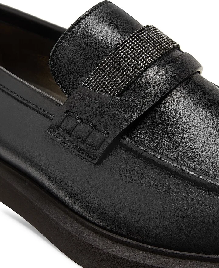 Women's Leather Penny Loafers - Nero - Size 6 - Image 6