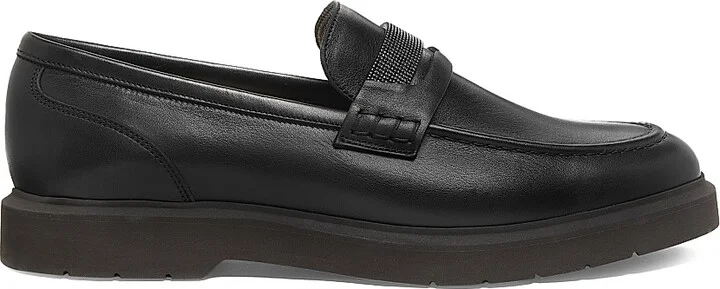 Women's Leather Penny Loafers - Nero - Size 6