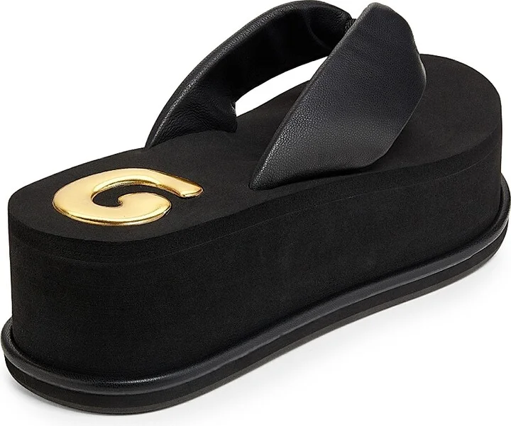 Women's Leather Platform Sandals - Black - Size 8 - Image 3