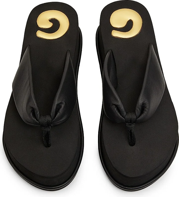 Women's Leather Platform Sandals - Black - Size 8 - Image 4