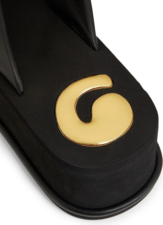 Women's Leather Platform Sandals - Black - Size 8 - Image 5