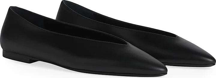 Women's Leather Point-Toe Ballerina Flats - Black - Size 8 - Image 2