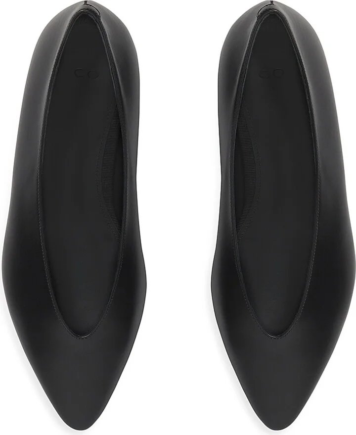 Women's Leather Point-Toe Ballerina Flats - Black - Size 8 - Image 3