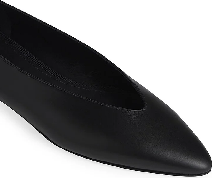 Women's Leather Point-Toe Ballerina Flats - Black - Size 8 - Image 4