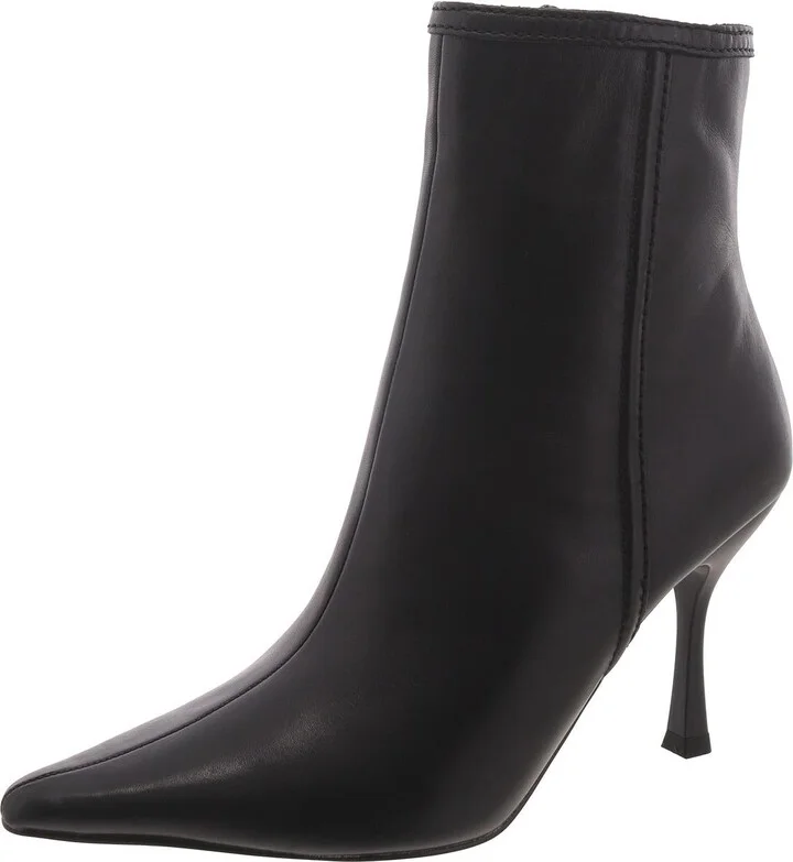 Womens Leather Pointed Toe Ankle Boots