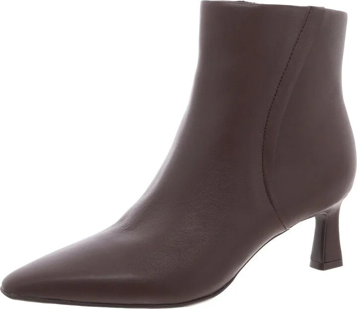 Womens Leather Pointed Toe Booties