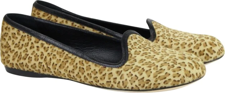 Women's Leather / Pony Hair Cheetah Print Flats (37 EU / 7 US) - Image 4