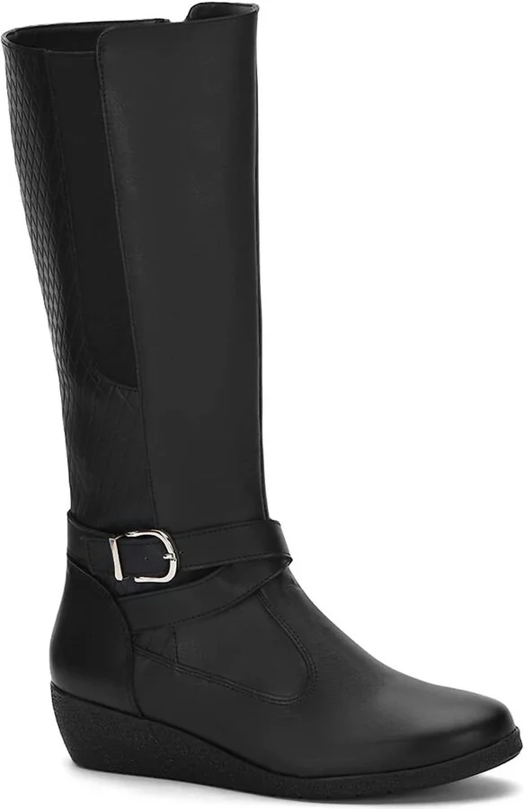 Women's Leather Riding Boots In Black
