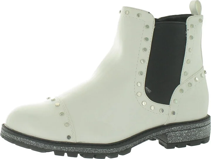 Womens Leather Round Toe Ankle Boots